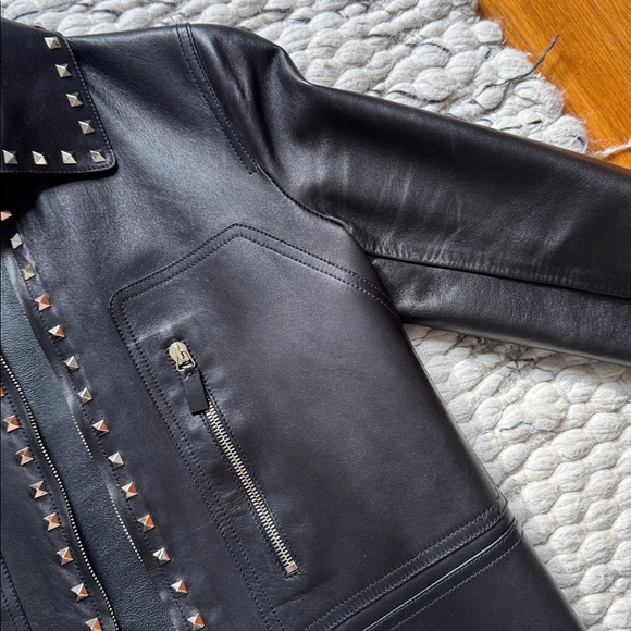 Valentino Black Studded Leather Jacket - Picture 5 of 8